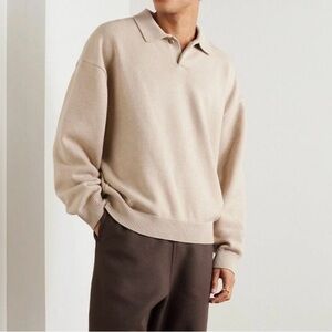 NWT FEAR OF GOD ESSENTIALS - Oversized Knitted Polo Sweater Core Heather color